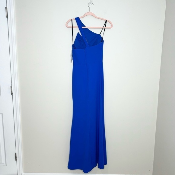 NWT AQUA Bloomingdale's Scuba One Shoulder Blue Gown Size 2 - Picture 6 of 6